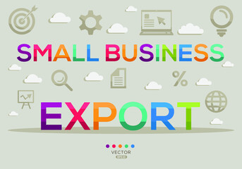 Creative (small business export) Banner Word with Icons, Vector illustration.
