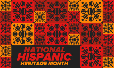 National Hispanic Heritage Month in September and October. Hispanic and Latino Americans culture. Celebrate annual in United States. Poster, card, banner and background. Vector illustration