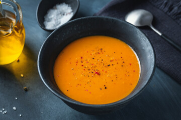 Autumn soup with pumpkin and ginger