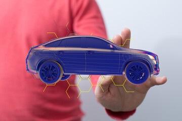 Wireframe rendering of autonomous electric car