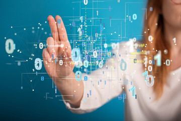Big data and artificial intelligence concept. Machine learning and cyber mind domination