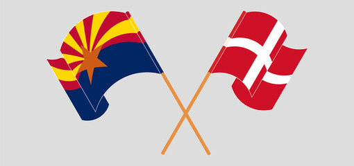 Crossed and waving flags of the State of Arizona and Denmark