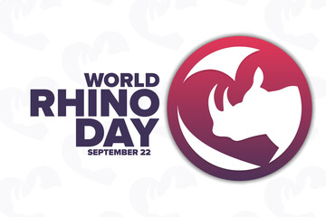World Rhino Day. September 22. Holiday concept. Template for background, banner, card, poster with text inscription. Vector EPS10 illustration.