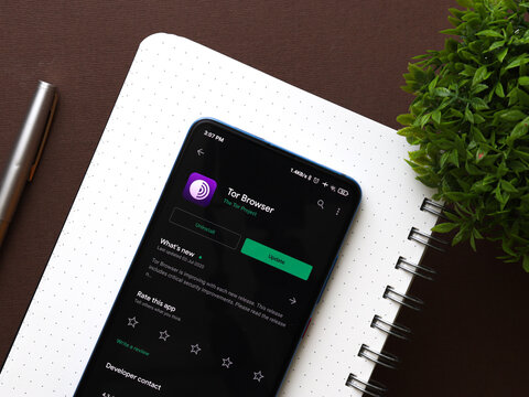 Assam, india - July 9, 2020 : Tor browser a private and secure browsing app.