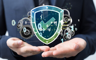cybersecurity and information or network protection 3d
