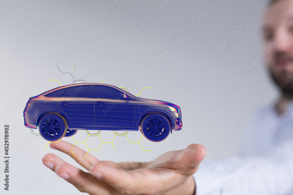 Poster iot smart automotive driverless car with artificial