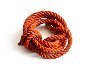 Orange nylon rope isolated on a white background