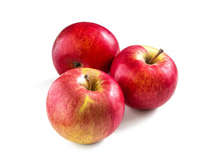 Fototapeta na wymiar Three ripe red apples isolated on a white background