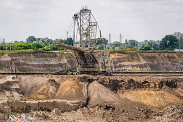 Stacking machine of the Konin brown coal mine in Kleczew. The most gigantic machine  - obrazy, fototapety, plakaty