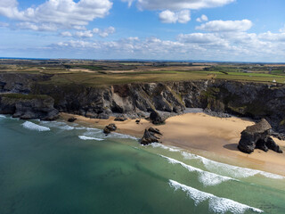 bedruthan steps in cornwall england uk near Newquay 
