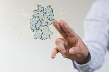 germany map digital in hand 3d