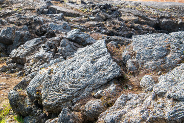 Lavafelder des Vulkans Leirhnjúkur im Nordosten von Island. Der Leirhnjúkur ist Teil des Vulkansystems der Krafla.