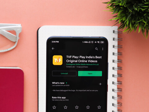 Assam, india - June 15, 2020 : TVF Play for enjoying india's best original online videos.