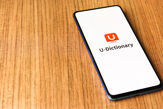 Assam, india - April 10, 2021 : U Dictionary logo on phone screen stock image.