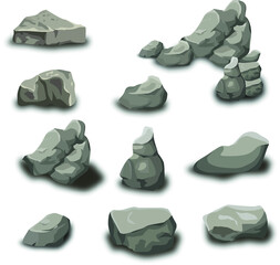 stones. stones of different shapes. set of stones