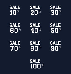 discounts vector icons sale from 10 to 100 percent