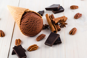 chocolate ice cream with pecans