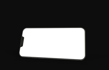 Realistic isometric black frameless smartphone mockup perspective 3d.