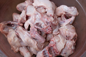 Chicken meat that has been cut and cleaned.