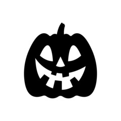 Halloween pumpkin icon. Black silhouette. Front view. Vector simple flat graphic illustration. The isolated object on a white background. Isolate.