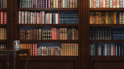 テレビ会議 背景用 CG 書斎 本棚 テーブル キャンドル video conferencing background