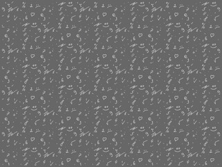 Numbers, signs and symbols of mathematics. Gray background, chalk lettering. Vector illustration