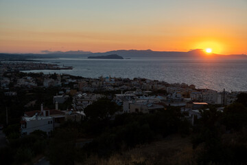 Sunset over Chania on the Greek island of Crete