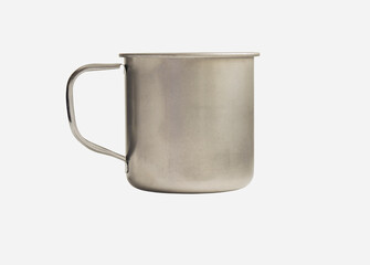 metal mug on a white background