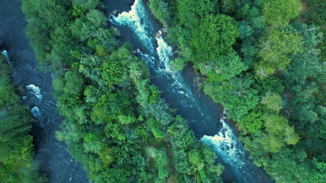 Aerial view from a drone of the landscape in Verdiago in the surroundings of the river Esla. In the Municipality of Cremenes in the Province of Leon. Castilla y Leon, Spain, Europe