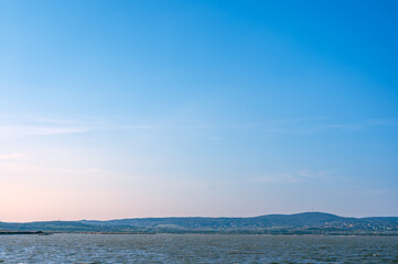 View on the Velence lake during the sunset