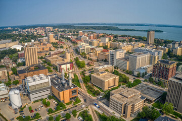 Fototapeta na wymiar Aerial View of a large University in Madison, Wisconsin