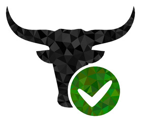 Low-poly approved beef combined from scattered filled triangles. Triangle approved beef polygonal icon illustration. Approved Beef icon is filled with triangles.