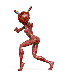 girl on scifi suit is holding on