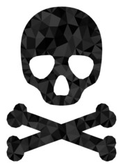 Low-poly death skull combined with random filled triangles. Triangle death skull polygonal icon illustration. Death Skull icon is filled with triangles.