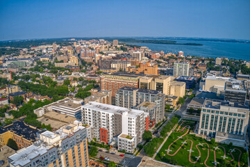 Fototapeta premium Aerial View of Downtown Madison, Wisconsin in Summer