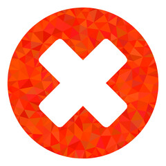 Obraz premium Low-poly deny constructed with scattered filled triangles. Triangle deny polygonal 2d illustration. Deny icon is filled with triangles. Flat geometric 2d modeling illustration based on deny icon.