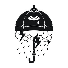 Umbrella Tattoo Flash Stormy Rain Clouds
