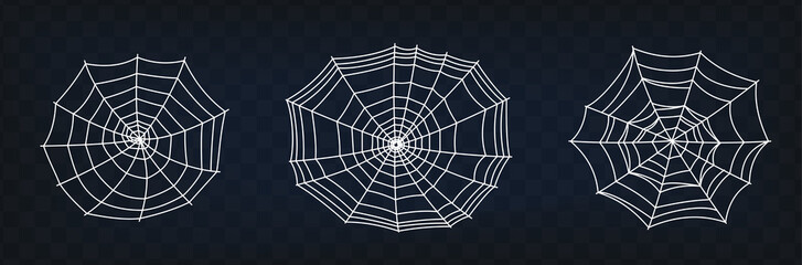 Set of spider web symbols, realistic spiderweb.