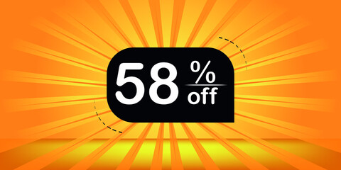 58% off - orange and black banner - discount banner for big sales.