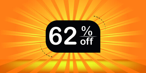 62% off - orange and black banner - discount banner for big sales.