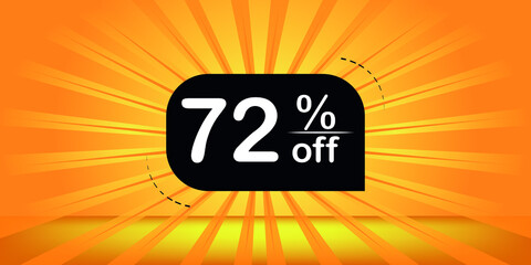 72% off - orange and black banner - discount banner for big sales.