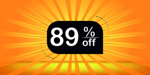 89% off - orange and black banner - discount banner for big sales.