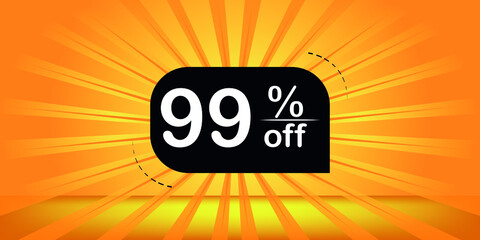 99% off - orange and black banner - discount banner for big sales.
