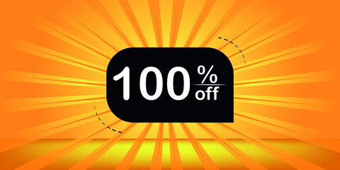 100% off - orange and black banner - discount banner for big sales.