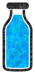 Low-poly milk bottle designed of scattered filled triangles. Triangle milk bottle polygonal icon illustration. Milk Bottle icon is filled with triangles.