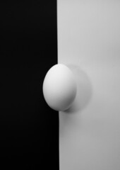 egg on a black and white surface