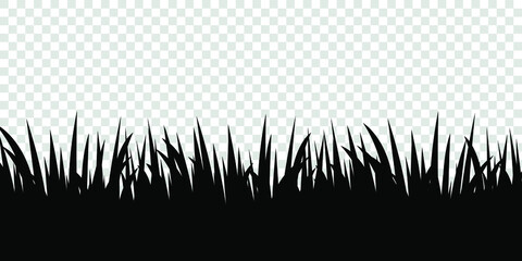 Black grass transparent background. Vector illustration.