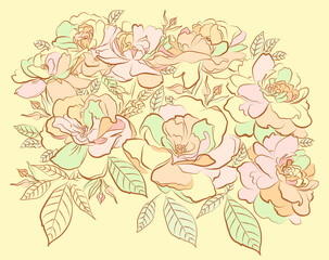 decorative background of roses on a light background