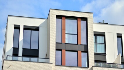 Modern european residential new apartment buildings quarter. Abstract architecture, fragment of modern urban geometry.