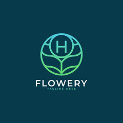 Flower Initial Letter H Logo Design Template Element. Eps10 Vector